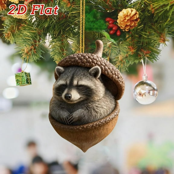Acorn Ornaments 2D Forest Animal Christmas Tree Ornaments 3.15In Pine Cone Animal Decoration Woodland Creature Figurine Acrylic Hanging Ornament Home Party Decor()#1775