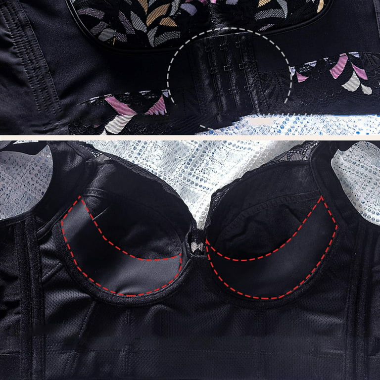 Breathable Bra Sexy Lace Gathered Bra Straps Breast Cup Underwear (no  Underwire) Running Bra Lightweight Bra Elastic Black at  Women's  Clothing store