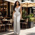 thumbnail image 3 of mdesiwst Women's Satin Sleeveless Jumspuist Cowl Neck Wide Leg Long Pants Dressy Romper High Waist Club Night Party One Piece Outfits, 3 of 8