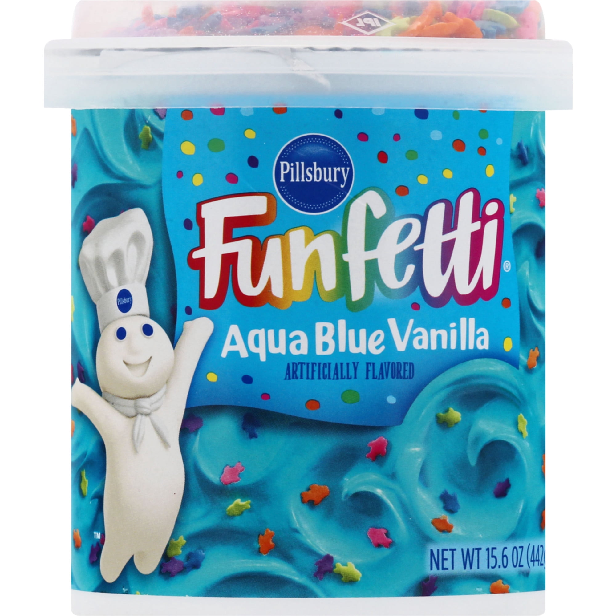 Pillsbury Funfetti Aqua Blue Vanilla Frosting, 15.6 oz Tub