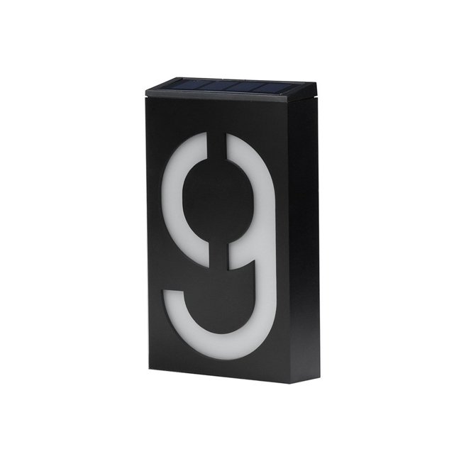 Billuyoard Placa de puerta con luz de número, placa de guía, lámpara de pared Solar, placa, farol de jardín, dirección recargable, alimentado por casa, Electrodomésticos Nueve Billuyoard HA073662-10