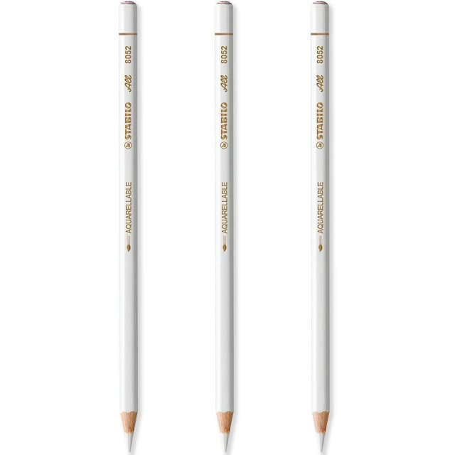 Coloring Pencil - STABILO All Watercolor Effect Pencils - White - Pack of 3