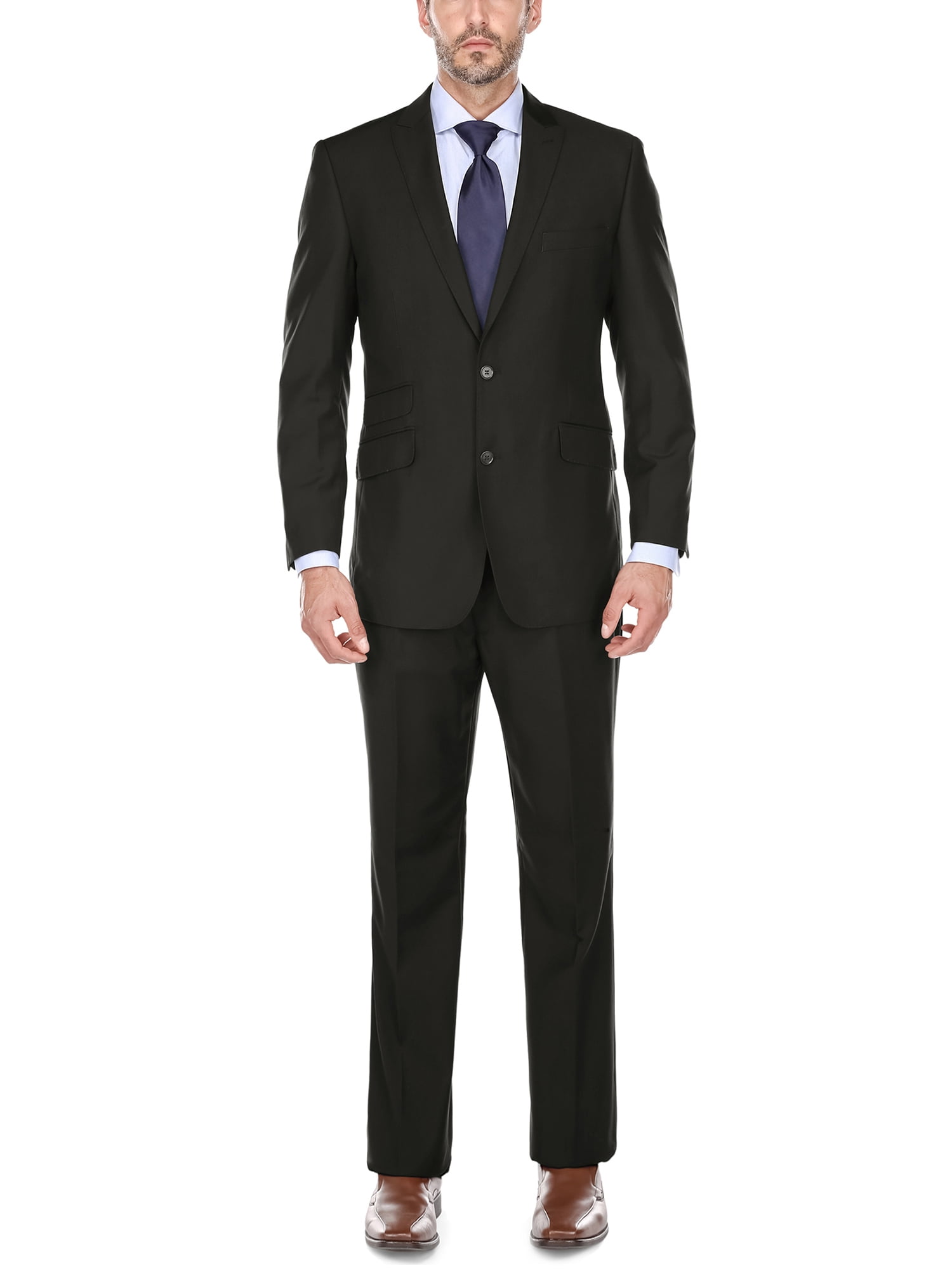 Big Men' s Black Peak Lapel Classic Fit Two Piece Suit - Walmart.com