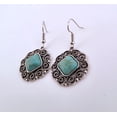 thumbnail image 6 of Square Turquoise Silver Dangle Earrings STSDE, 6 of 10