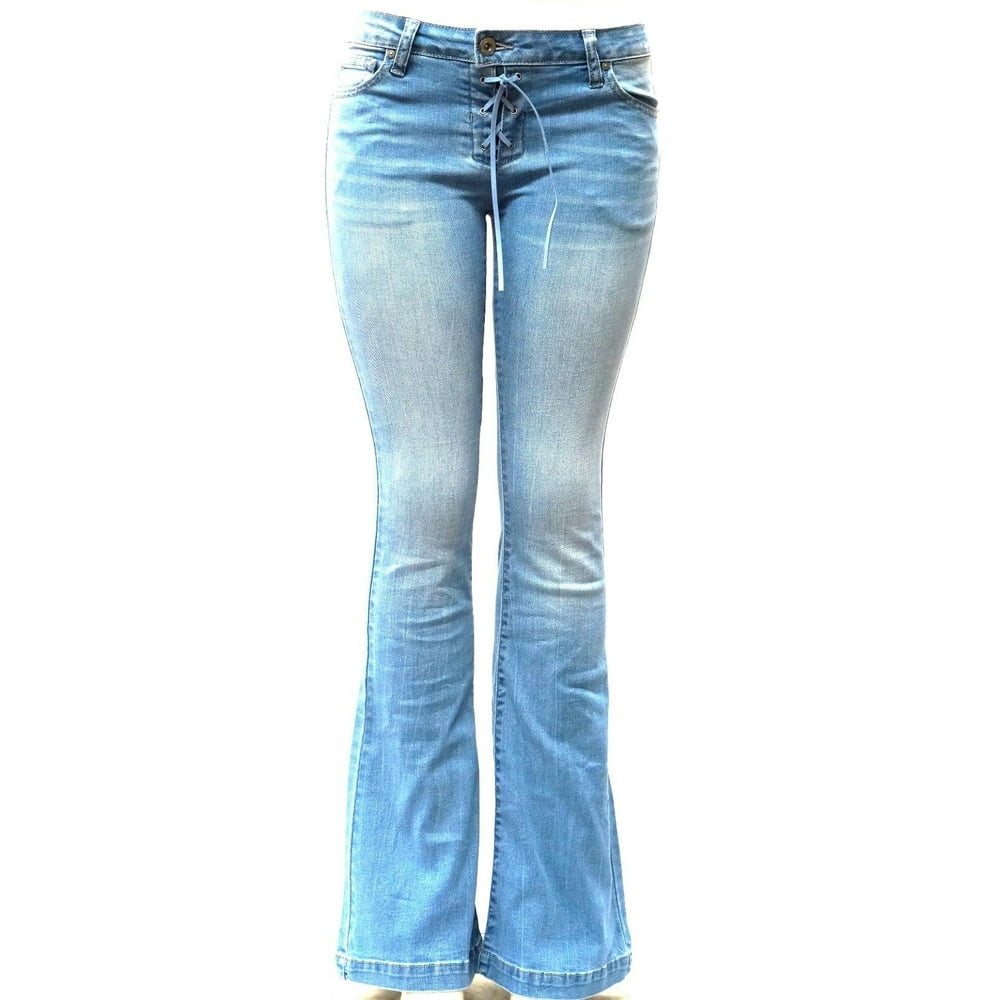 Wax Jean Wax Jean Women's Juniors 70s Trendy Slim Fit Flared Bell