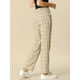 thumbnail image 4 of Pantalones a cuadros casuales para mujer, bolsillos, pierna recta, trabajo, oficina, pantalones Caqui L, 4 of 6