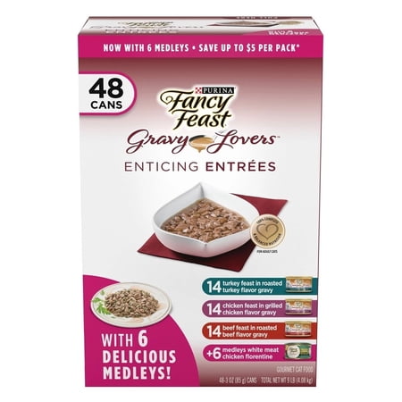 Fancy Feast Medleys Seafood Selections and Gravy Lovers Wet Cat Food 3 Oz (48 Ct)