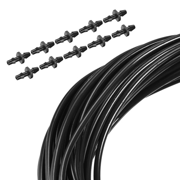 Uxcell 3mm 30 Meters Drip Irrigation Tubing with 20pcs Straight Barbs, Black