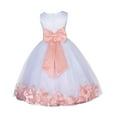 thumbnail image 3 of Ekidsbridal Lace Top Floral Petals White Flower Girl Dress Tulle Communion Christening Graduation Ceremonial Gown Formal Evening 165T 2, 3 of 3