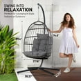 thumbnail image 2 of SereneLife Foldable Egg Chair with Stand – Hanging Rattan Wicker Swing for Indoor Outdoor Use – 350 lbs Capacity, Breathable Cushion & Headrest – Patio, Balcony, Porch, Bedroom Lounge Furniture, 2 of 8