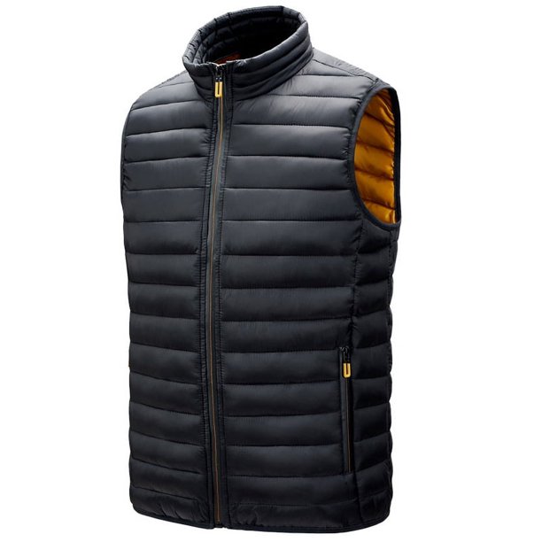 Chaleco de algodón informal de otoño e invierno para hombre, chaqueta acolchada de algodón sin mangas con cuello vertical de gran tamaño, ropa simple europea y americana para hombre