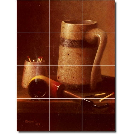 Ceramic Tile Mural-William Harnett Still Life Painting 58. 18" w x 24" h using (12) 6 x 6 ceramic tiles