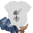 thumbnail image 4 of Jamsmile Womens Tshirts Summer Casual Dandelion Print Comfortable Round Neck Short Sleeve Loose Beach Athletic Tee Shirts, 4 of 4