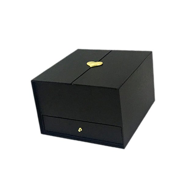 Caja de regalo vacía para arreglos florales, 25 x 23,5 x 15,5 cm, de cartón, multiusos. Negro