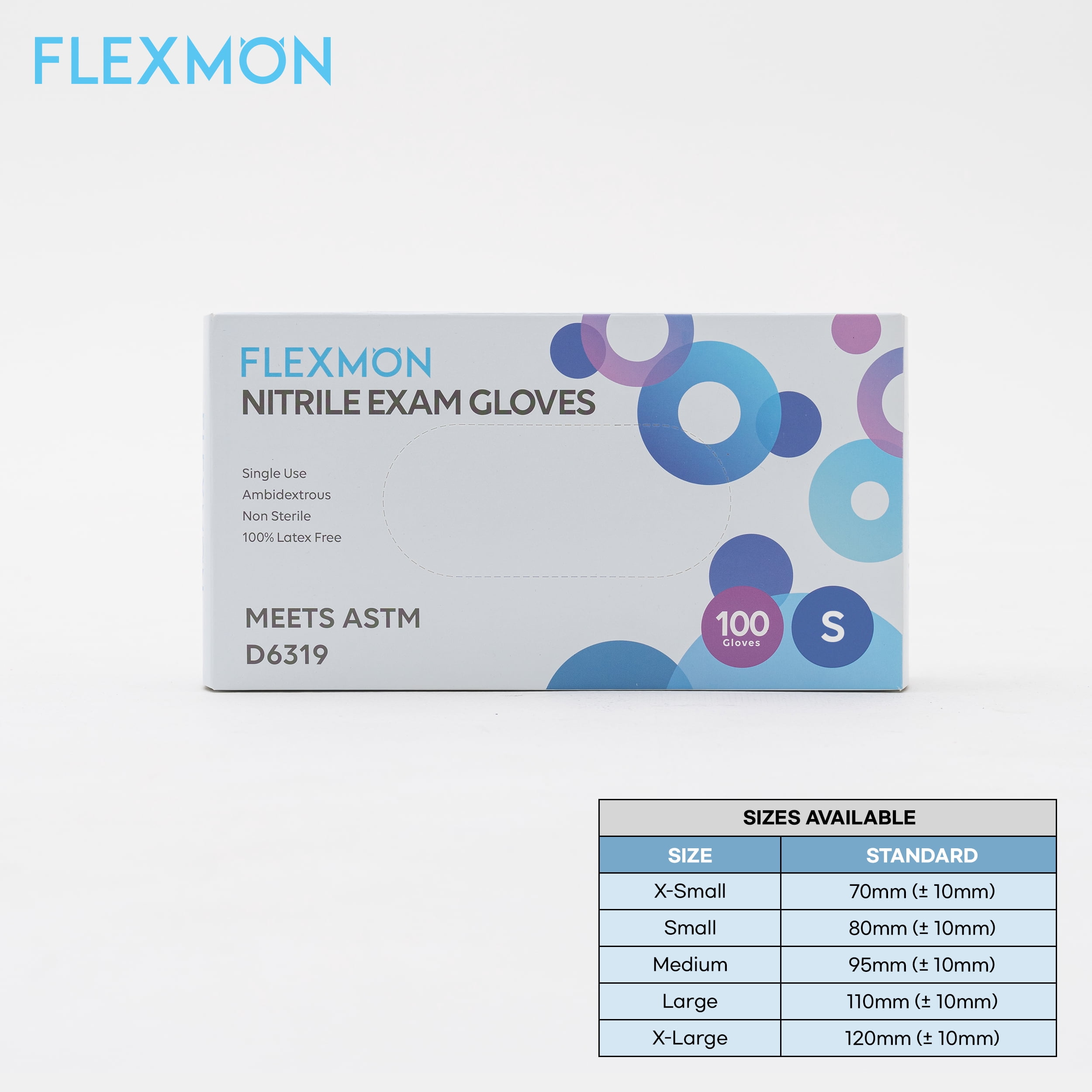 Nitrile Exam and Medical Disposable Gloves, 4.2 Mil, Small 1000/Box by FLEXMON