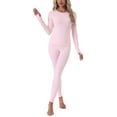 thumbnail image 2 of INSPIRE CHIC Womens Thermal Underwear Sets Thumbholes Long Sleeve with Leggings Winter Cold Base Layer Pajamas Set XL Pink, 2 of 6