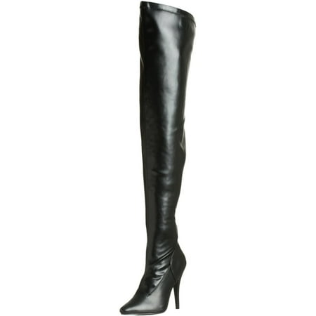 5 Inch Sexy Thigh Hi Boots Stretch Thigh Boot Black Stretch High Heel Boot