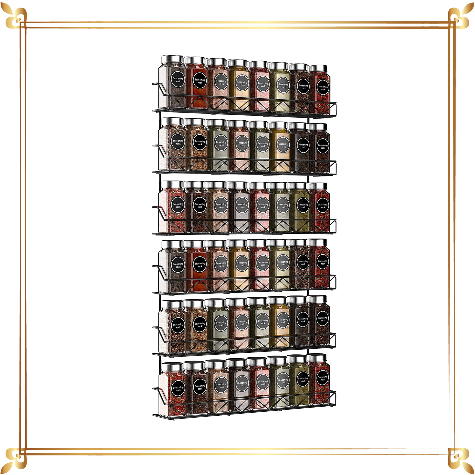 Auledio 2 Pack 3 Tier Spice Rack Wall-Mount Seasoning Jars Rack for ...
