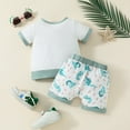 thumbnail image 4 of Huesdet Baby Boy Summer Clothes Letter Short Sleeve T-Shirt and Pocket Shorts Set Cute Toddler Outfit for Boys for Summer Playwear(Sky Blue,2-3 Years), 4 of 7