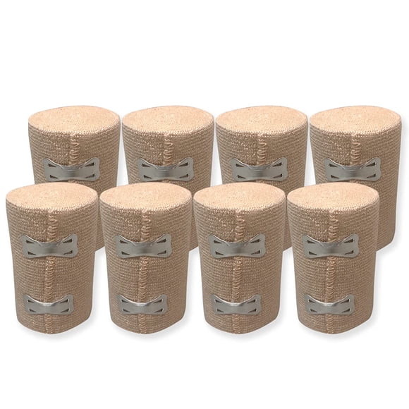 Elastic Bandage Compression Wrap Rolls - Trainers Choice Elastic Wrap for Treatment of Sprains, Strains, and Sport Injuries of the Wrist, Ankle, Knee