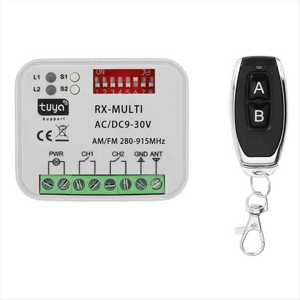 Interruptor de Puerta de Garaje Tuya WiFi de 280-915 MHz, Receptor de Control Multifrecuencia, CA/CC 9-30 V, Universal, con Control Remoto de 433 MHz.