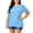 Sky Blue, variant on Xaqiouau Plus Size Women Solid Color Round Neck Cuffed Short Sleeve Loose Fit Top Polyester Blend Casual Lightweight Breathable Summer Relaxed Everyday Blouse Sky Blue XXL
