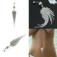 thumbnail image 3 of Hot Rhinestone Tassel Navel Dangle Button Belly Ring Bar Body Piercing Jewelry, 3 of 8