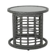 thumbnail image 3 of Noble House Caspian Indoor Modern Boho Wicker Side Table with Tempered Glass Top, Gray, 3 of 8