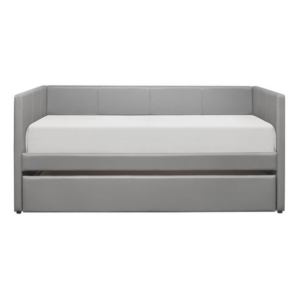 Faux Leather Upholstered Daybed With, Faux Leather Trundle Bed