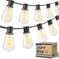 thumbnail image 1 of 25FT Outdoor String Lights with 8+1 LED Edison Bulbs Waterproof,Shatterproof ST38 Patio Lights Dimmable,Connectable Hanging Outdoor Lights for Backyard Garden Balcony Party, 1 of 8