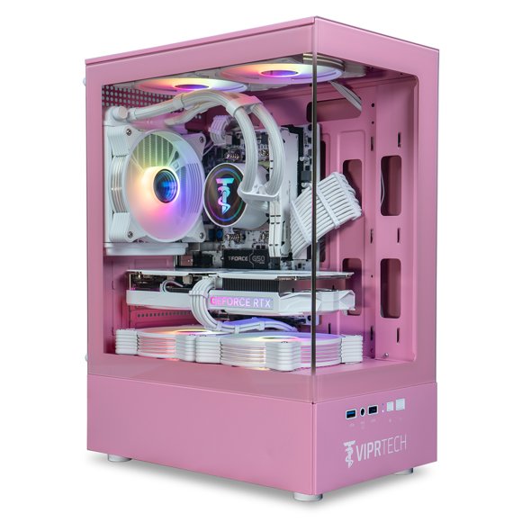ViprTech Stryker 4.0 Liquid-Cooled PC - AMD Ryzen 7 (4.4GHz), RTX 5060 8GB, 16GB DDR4, 1TB SSD, Pink