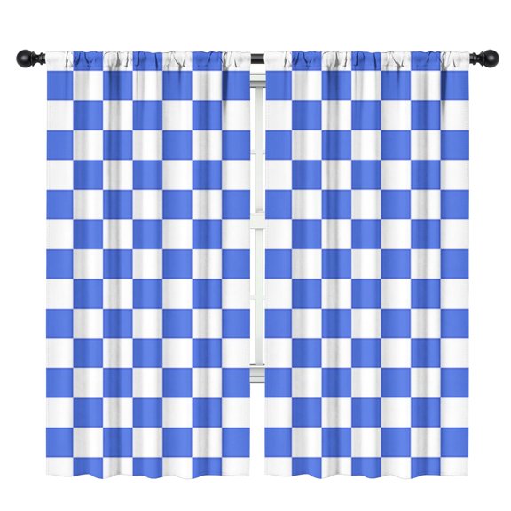 Blackout Kids Curtains,Blue White Checkered Childrens Insulated Curtains Set Of 2,Bedroom Essentials,Toddler Room Decor 42"x84"(106x213cm)