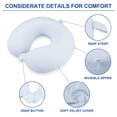 thumbnail image 3 of ABCPOW Neck Pillow for Traveling,Upgraded Travel Neck Pillow for Airplane 100% Pure Memory Foam Soft Portable Travel Pillow for Car,Train,Home Use,Flight Headrest Sleep,Detachable Washable Cover,Blue, 3 of 7