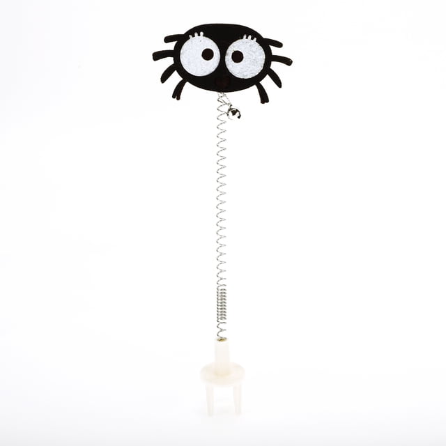 Unique Bargains 1 Pc Portable Spider Pattern Cat Playing Rod for Indoor Entertainment Black Plastic
