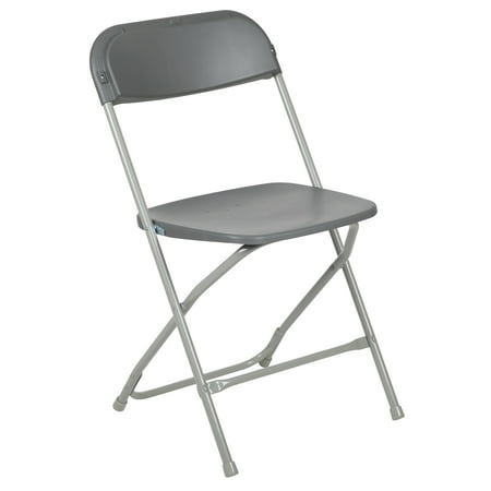 Flash Furniture Hercules™ Series Plastic Folding Chair - Grey - 650LB Weight Capacity Comfortable Event Chair - Lightweight Folding Chair