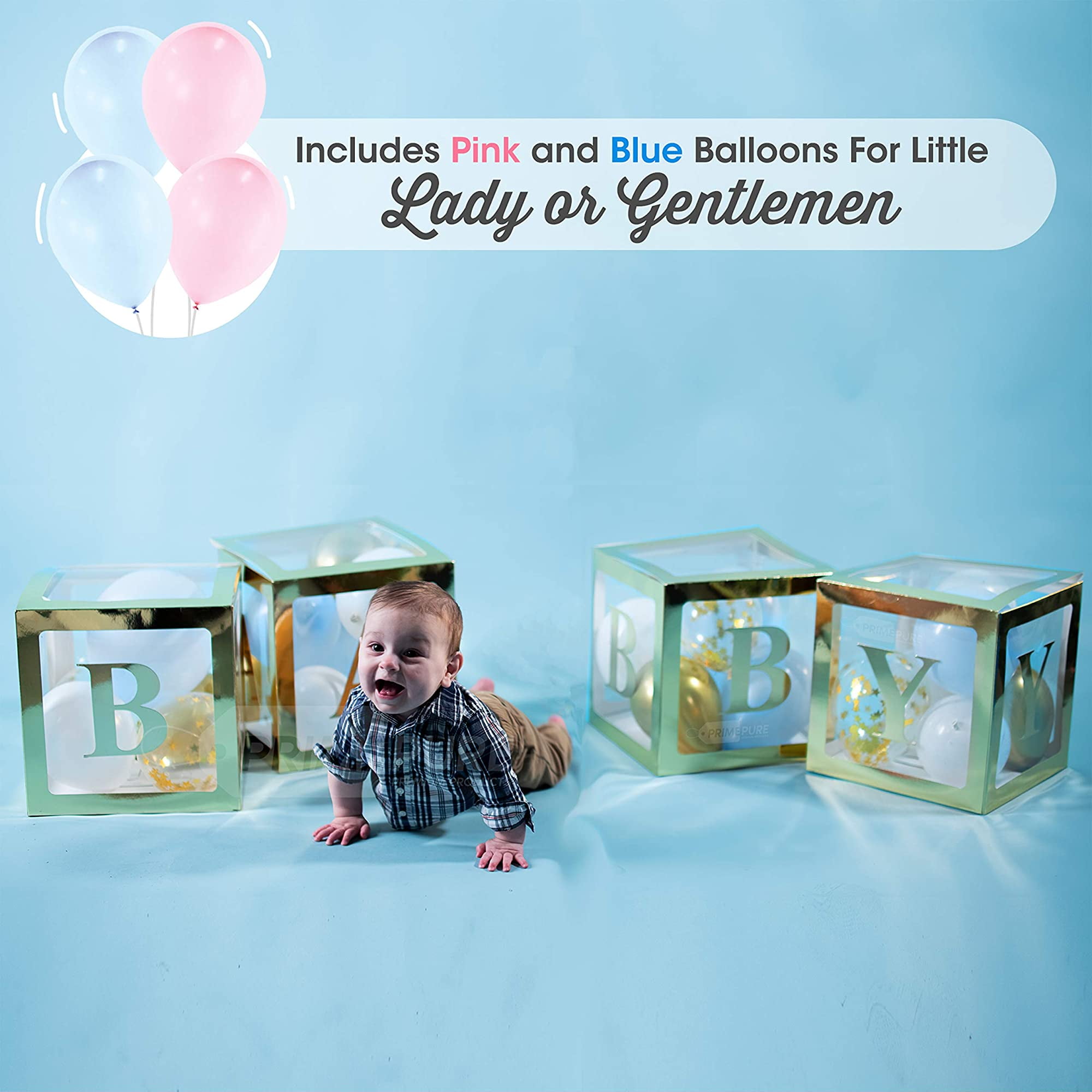  VLN DESIGNS Baby Letter Boxes - Gender Reveal Decor