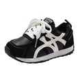 thumbnail image 4 of Toddlet Boys Girls Tennis Shoes Vintage Splice Leather Antislip Classic Skate Trainers Shoes Comfortable Lace up Sneakers Black 13.5 Little Kid, 4 of 4