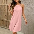 thumbnail image 5 of ClodeEU Women's Halter Sleeveless A-Line Mini Dress, Casual Summer Dress Pink,Women's Plus S, 5 of 8