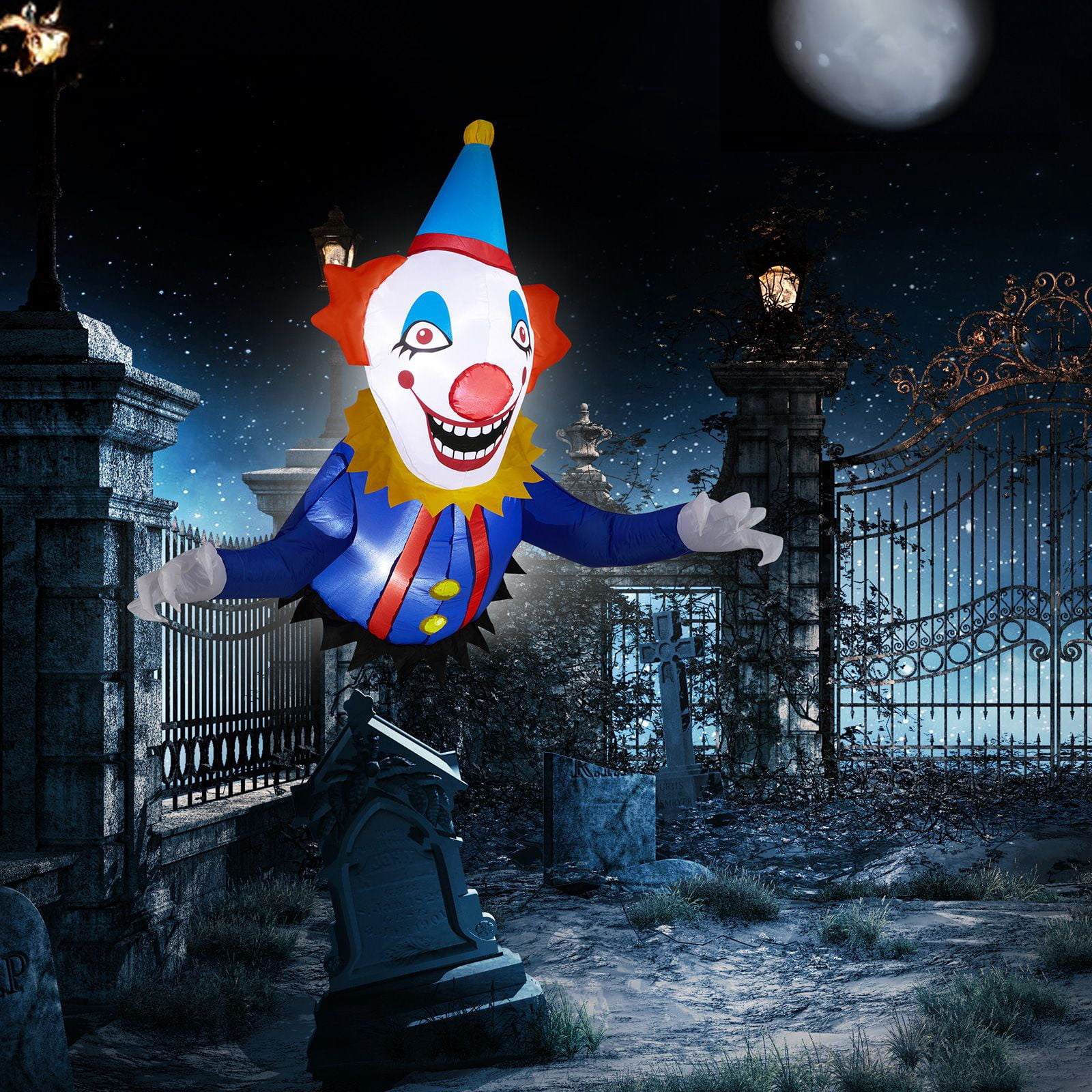 3.3FT Halloween Inflatable Clown Broke Out from Window Decor with Built-in LED Lights Waterproof Polyester Spooky Ornament for Yard Party Indoor Outdoor