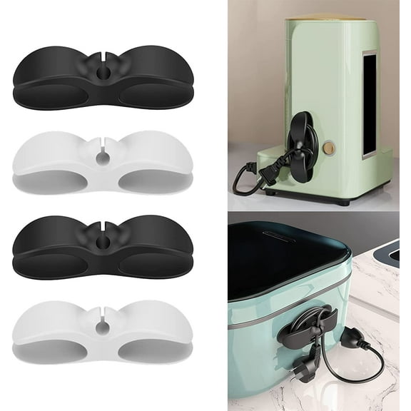 Cord Organizer for Kitchen Appliances, Cord Organizer, Cord Organizer for Appliances, Cable Organizer Cord Holder Stick on Pressure Cooker, Mixer, Toaster, Air Fryer (Black   white * 2)
