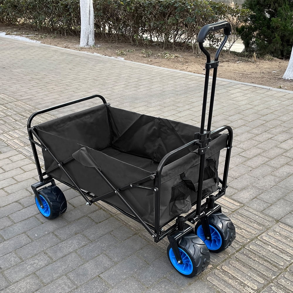 Folding Grocery Cart with wheels, Heavy Duty Utility Wagon Cart with