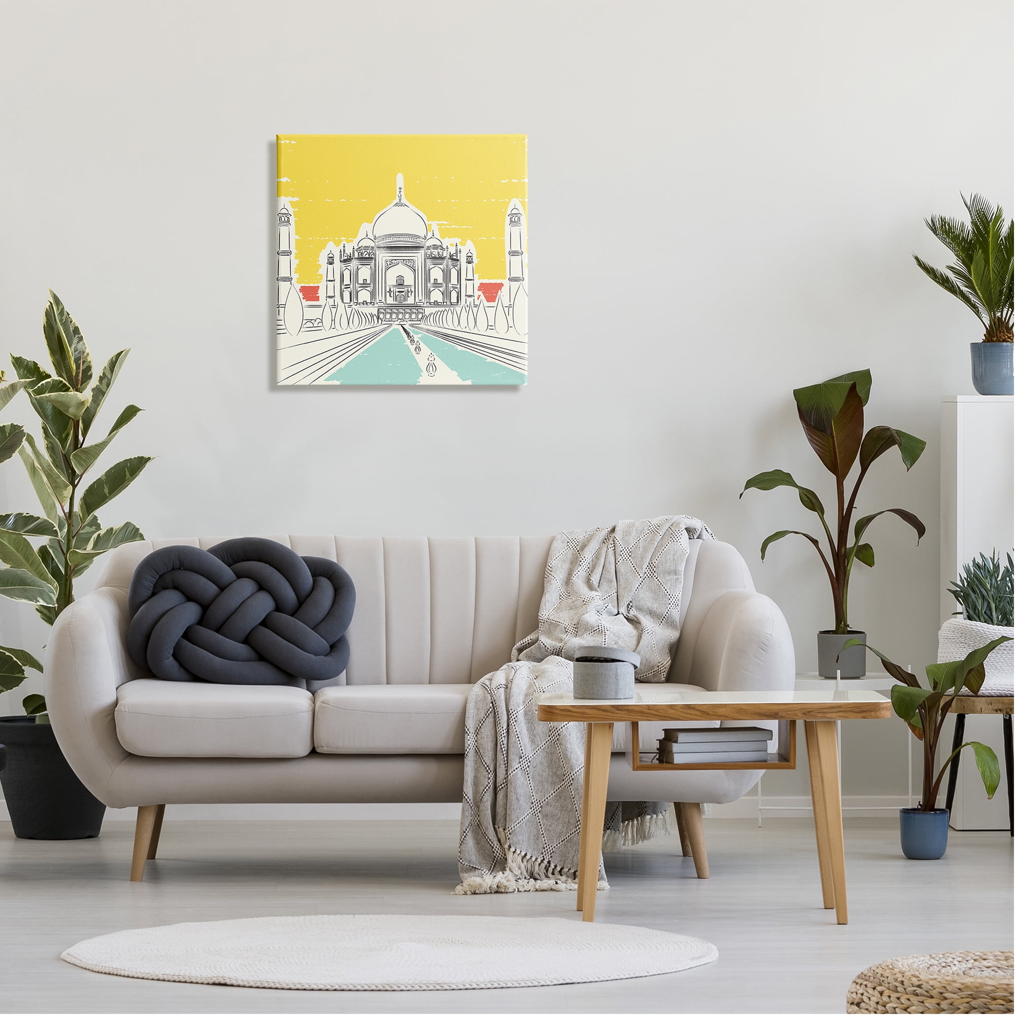 Stupell Industries Taj Mahal Architecture Travel & Places Painting Gallery Wrapped Canvas Art Print Wall Art, 24 x 24