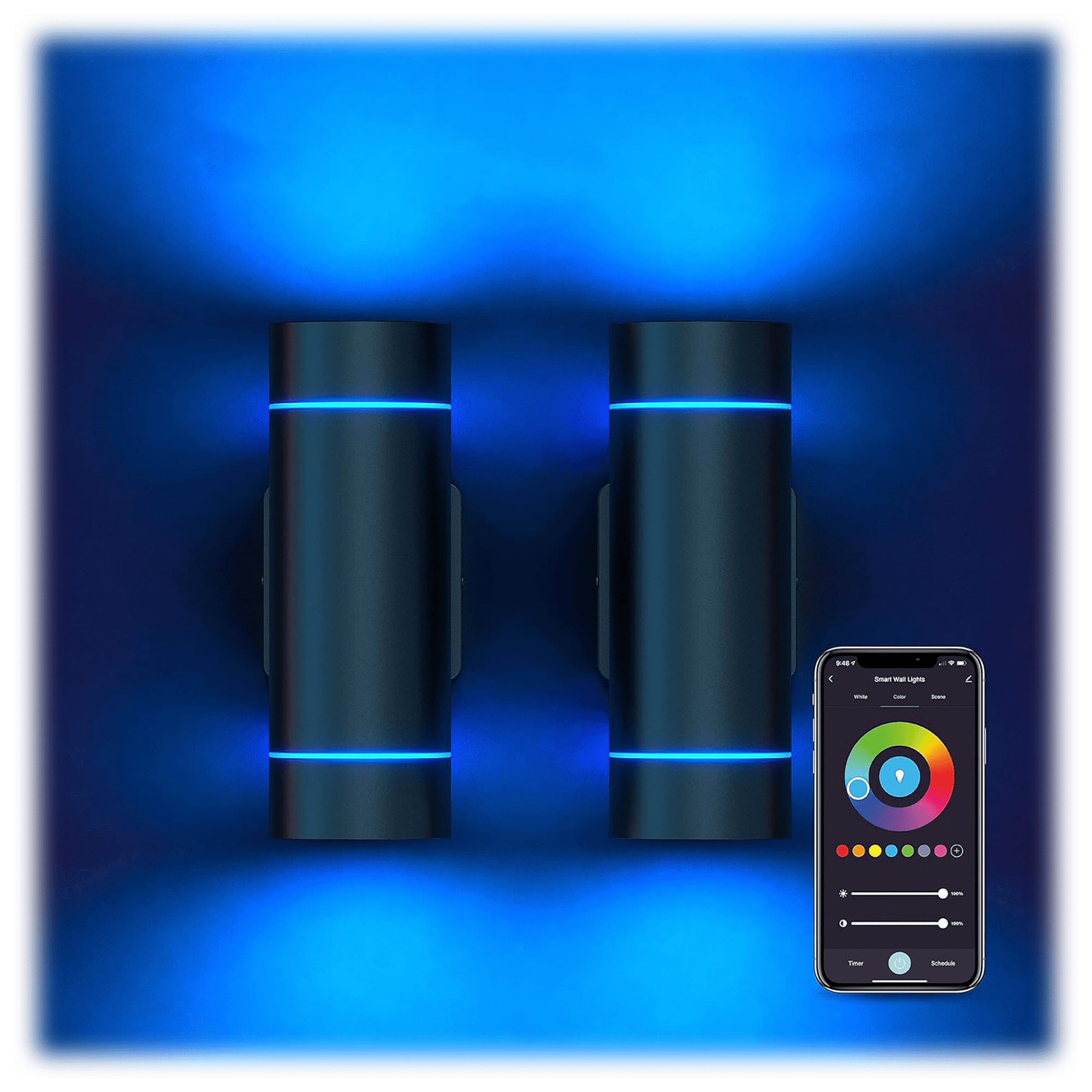 2-Pack: Atomi Smart Wifi Outdoor Wall Sconces