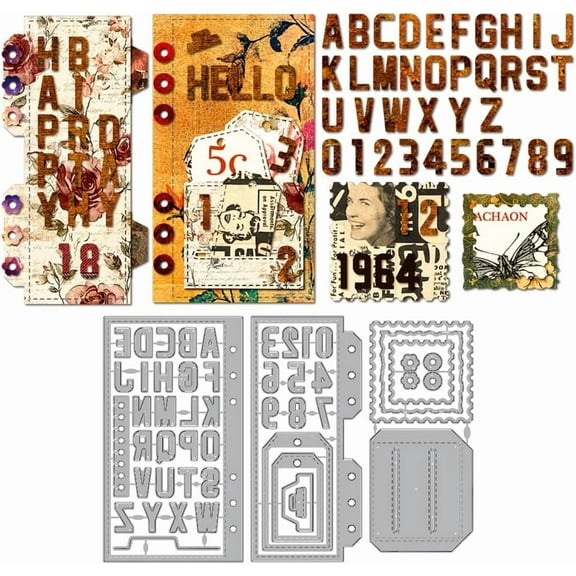 Letters Numbers Metal Cutting Dies Planning Pages Stamp Frame Die Cuts Template Label Holes Flowers Embossing Cutting Stencil