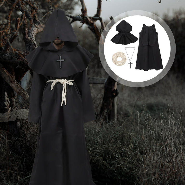  Friar Medieval Hooded Monk Renaissance Priest Robe