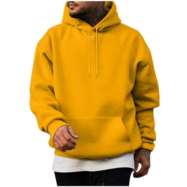 vdgthytj Big and Tall Hoodies for Men Basic Solid Color Long Sleeve Sweatshirt Baggy Drawstring Pullover with Pocket
