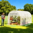 thumbnail image 5 of Accreate 14.6x6.4x6.3 ft Heavy Duty Walk-In Tunnel Greenhouse, Galvanized Steel Frame, White PE Cover, 8 Mesh Windows, UV Protection, Waterproof, Roll-Up Door, 5 of 7