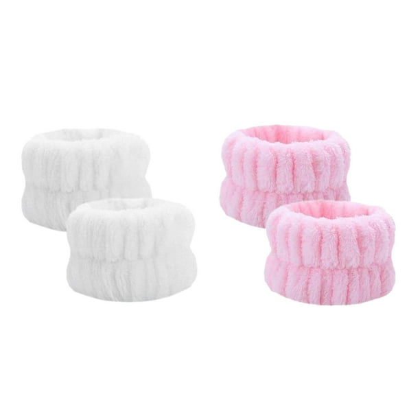 Pulseras para lavado facial, correas, fiesta de ducha, pulsera absorbente, toalla blanco rosa