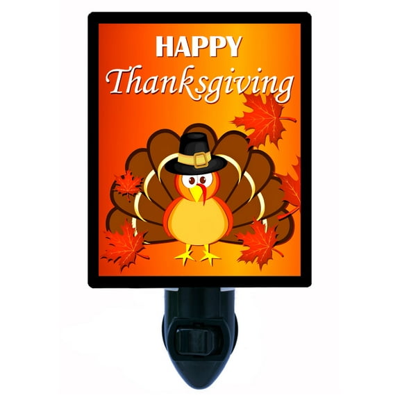 Night Light - Happy Thanksgiving. | Thanksgiving Theme, Includes Free Switchable Insert, 4W Bulb, E12 Base