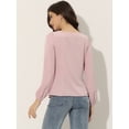 thumbnail image 4 of Blusa informal de manga larga con cuello cuadrado y pliegues en la parte delantera para mujer Rosa M, 4 of 6